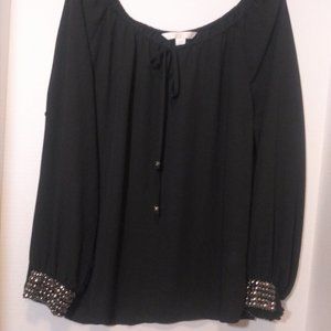 Boston Proper Black Blouse W/ Studded Wrists